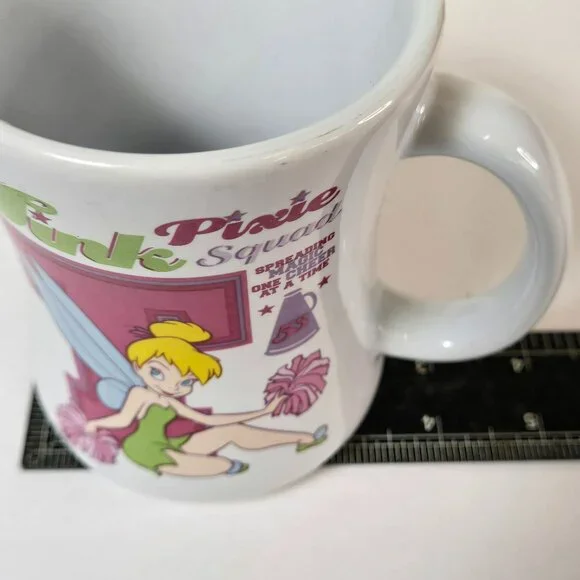 Tinker Bell Coffee Mug Cup Disney Store Tink Pixie Squad Cheer Pink Green - Picture 8 of 9